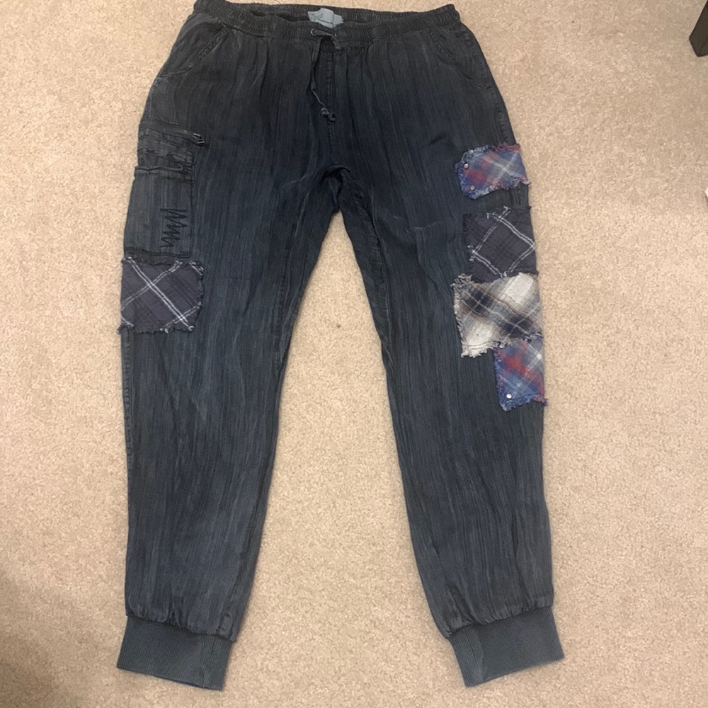 Cute denim patchwork joggers